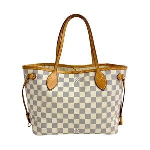 LOUIS VUITTON Brown Damier Leather Neverfull PM Tote Bag